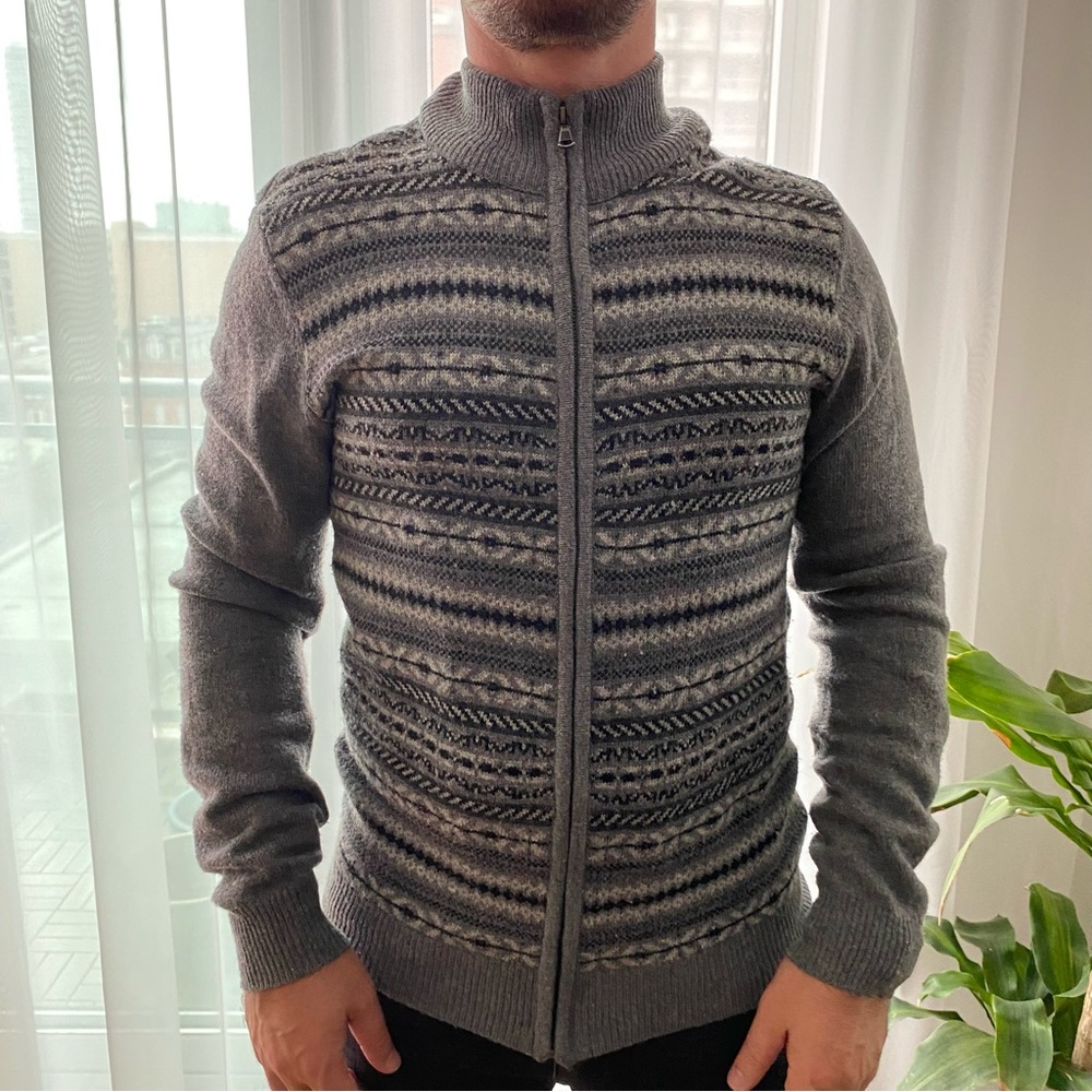 Men’s Zip Up Wool-mix Sweater Size S